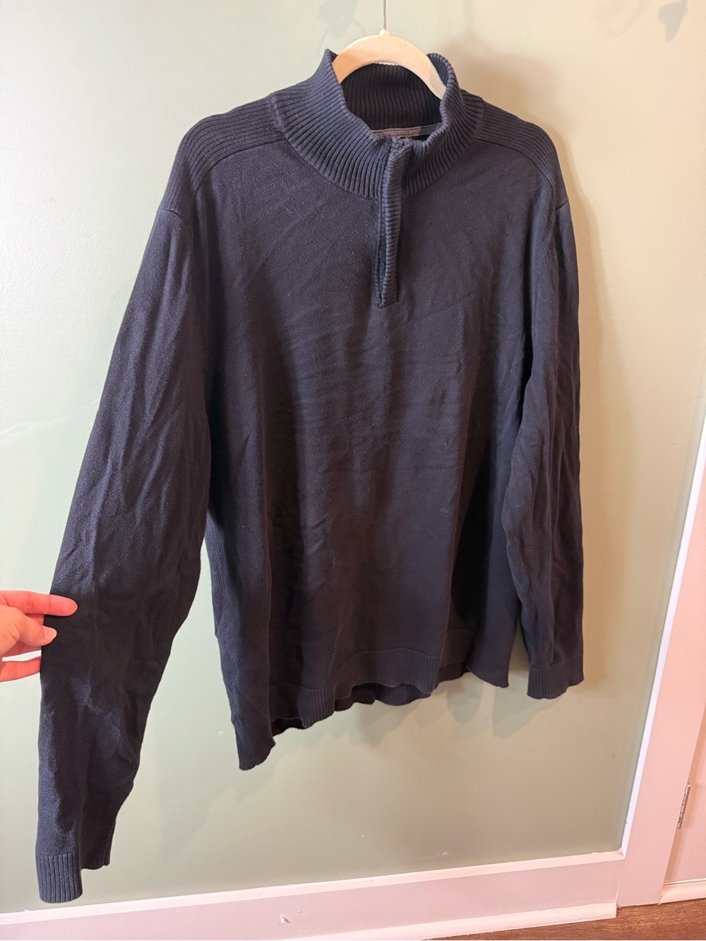 Men's Black Quarter-Zip Knit Sweater
